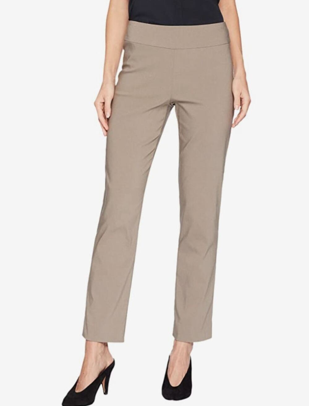 KRAZY LARRY Women's Pull-On Ankle Pants Size 10 Taupe High Rise Stretch NWT